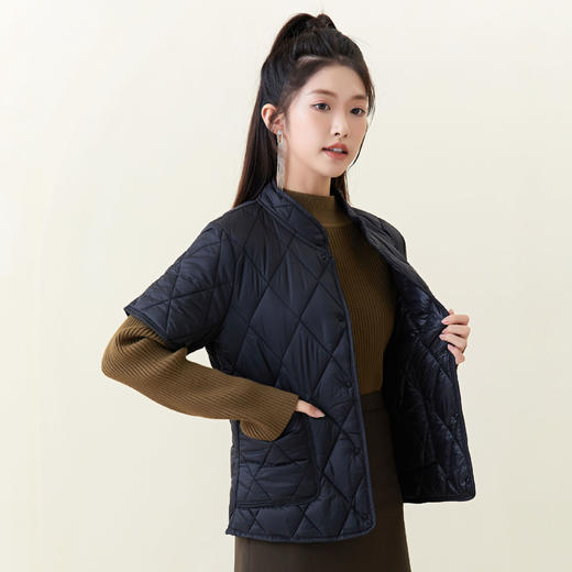 百媚生 棉服女式短袖加绒加大棉袄可内穿女2366 商品图8