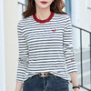 百媚生 棉质条纹针织衫女蝴蝶刺绣上衣482 商品缩略图7
