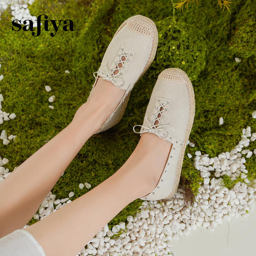 预售10天发|Safiya/索菲娅2025休闲编织平底百搭懒人一脚蹬渔夫鞋 SFD1112411 商品图4