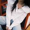 顺丰包邮洛诗琳14910春季新款法式亚麻设计感花边翻领上衣839 商品缩略图0