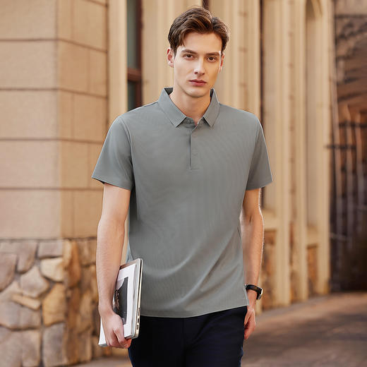 【冰丝】【DKP】大依优型大码Polo衫弹力翻领T恤轻奢休闲纯色短袖男宽松T恤上衣胖子 商品图4
