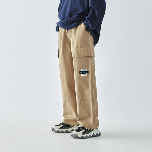 蓝汽水2025年春季经典工装风长裤男童大口袋休闲全棉宽松直筒裤 商品图2