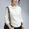 丁摩 春秋季长袖休闲设计感小众黑色气质蕾丝边连帽t恤女士上衣女5ZF-21701 商品缩略图2
