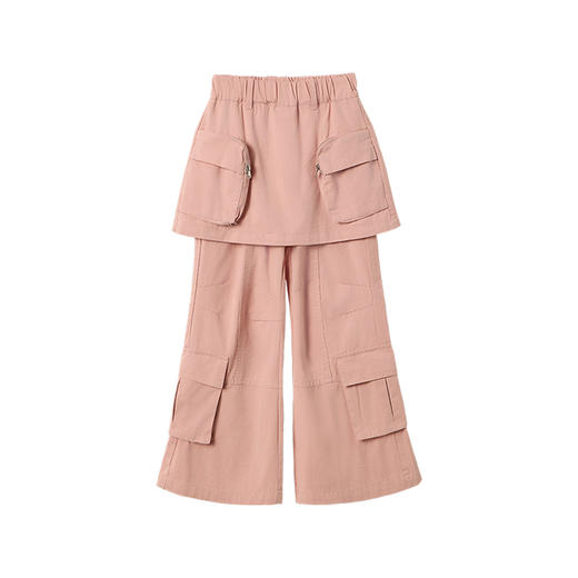 littletime女童裤子春夏款2025新款儿童工装喇叭裤粉色女孩阔腿裤 商品图4