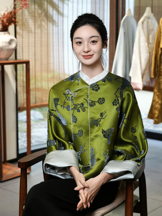 盛唐牡丹|喜上眉梢漳缎偏襟外套 商品图0
