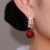 红色耳饰轻奢高级感耳环一式俩戴新款爆款百搭个性耳饰品 商品缩略图1