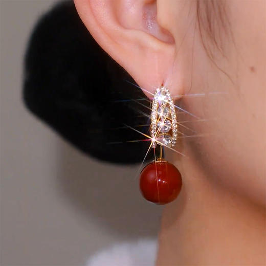 红色耳饰轻奢高级感耳环一式俩戴新款爆款百搭个性耳饰品 商品图1
