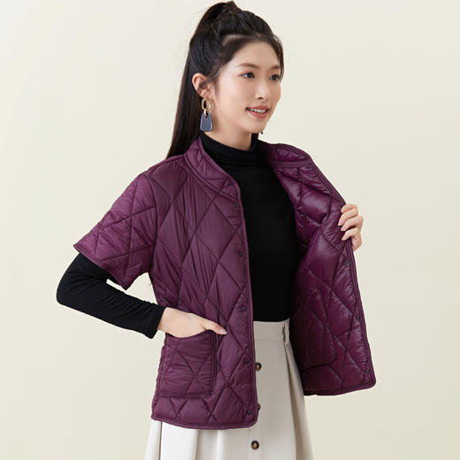 百媚生 棉服女式短袖加绒加大棉袄可内穿女2366 商品图6