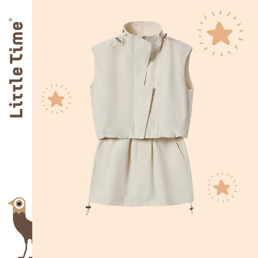 Little time女童套装2025儿童春夏户外运动服三防背心短裤两件套 商品图0