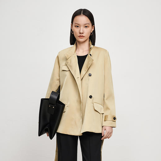 IN AND ON 缎面质感立领系带外套21428 商品图2