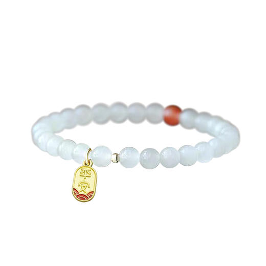 【经典】平安健康和田玉白玉女士手串6mm  和田玉老料羊脂玉新中式国风转运珠串带证书 商品图4