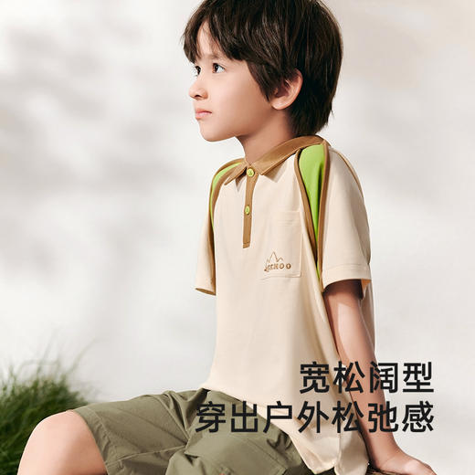 英氏儿童T恤夏季透气凉感上衣POLO衫短袖男童女童休闲T恤2025新款 商品图2