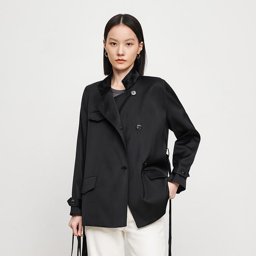 IN AND ON 缎面质感立领系带外套21428 商品图7