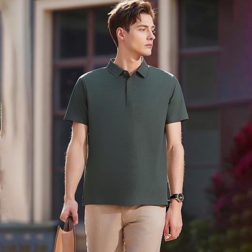 【冰丝】【DKP】大依优型大码Polo衫弹力翻领T恤轻奢休闲纯色短袖男宽松T恤上衣胖子 商品图8