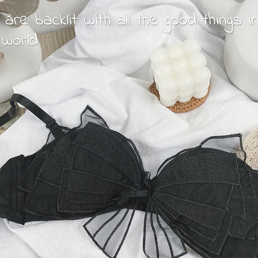【一件二穿！蝴蝶结蕾丝聚拢内衣】一秒聚拢不空杯，加厚上托无肩带,弹性舒适不勒身，防滑内衣女无钢圈文胸罩套装QQ 商品图5