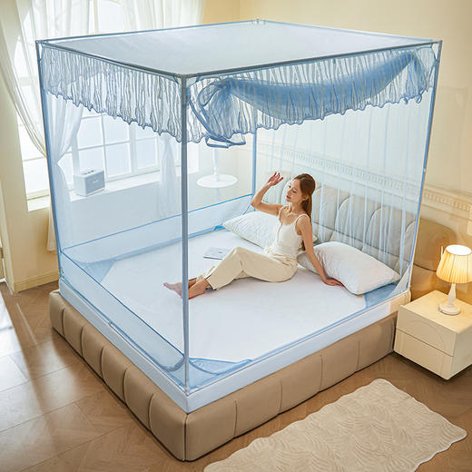 自然醒加密遮光防尘顶拉链蚊帐家用卧室儿童防摔掉床回底蒙古包2502HH 商品图10