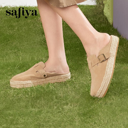 预售10天发|Safiya/索菲娅2025懒人编织软底外穿舒适包头勃肯凉拖SFD1110230 商品图2
