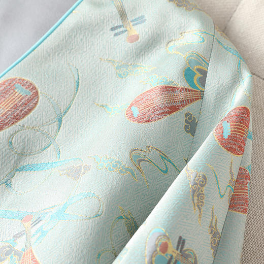 丁摩 春夏季重磅真丝宋锦v领外套 优雅高级感宽松桑蚕丝上衣 5ZF-4189G 商品图3