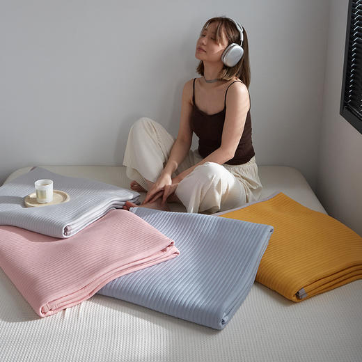 【A类竹纤维空气层夏被】A类竹纤维透气夏被纯色夏凉被空调被夏季薄被可机洗 商品图1