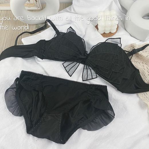【一件二穿！蝴蝶结蕾丝聚拢内衣】一秒聚拢不空杯，加厚上托无肩带,弹性舒适不勒身，防滑内衣女无钢圈文胸罩套装QQ 商品图8