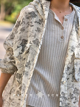 PETIT SCHAN小闪 CLO#731 A paradise 世外桃源 法式茹伊印花盐缩纯羊毛连帽外套防晒服