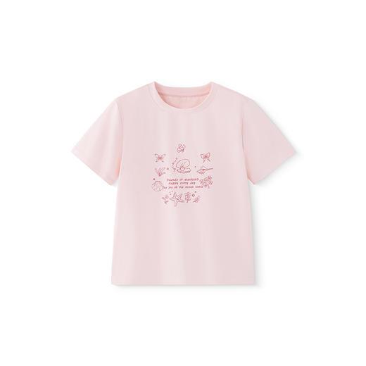 英氏儿童T恤夏季上衣透气女童T恤中大童基础款百搭短袖上衣新款 商品图4