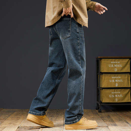 【DYG】大依优型大码男装重工阔脚牛仔裤男宽松刺绣松紧腰运动牛仔长裤男装 商品图3