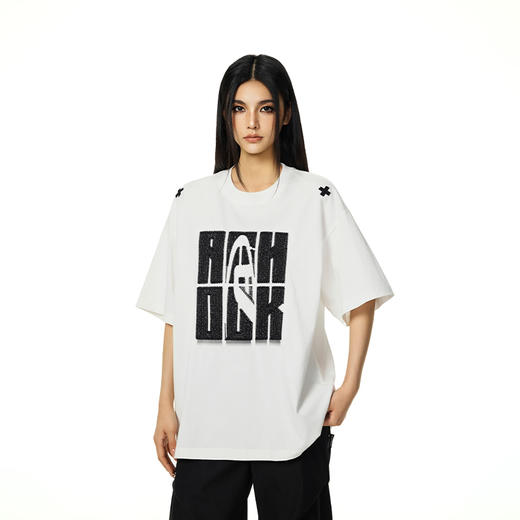 【Achock官方店】美式重工刺绣短袖T恤男女国潮新款宽松情侣上衣 商品图2