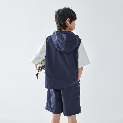 （合作款）蓝汽水25年春季男童大口袋连帽马甲/短裤可选 商品图4