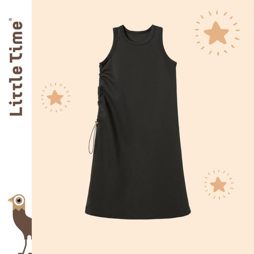 Little time女童背心连衣裙2025春夏新款儿童气质抽绳垂感针织裙 商品图0