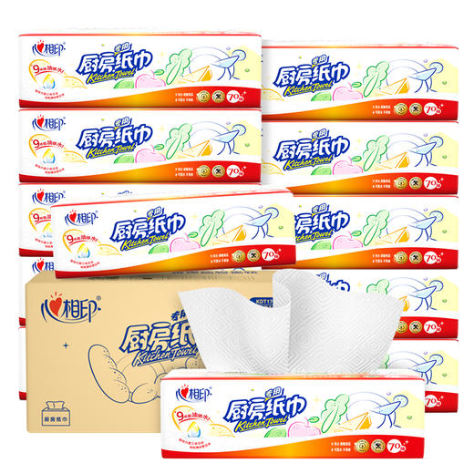 KDT170（箱装）心相印70抽12包塑装无印花厨房纸巾 商品图0