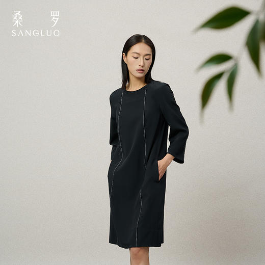 【职场通勤】桑罗哑光可机洗纯净直筒裙都市裙装女新品 商品图3