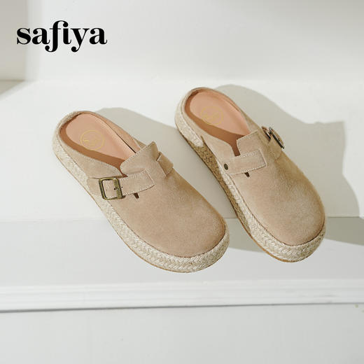 预售10天发|Safiya/索菲娅2025懒人编织软底外穿舒适包头勃肯凉拖SFD1110230 商品图6