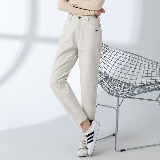 丁摩 新款牛仔裤女裤春秋宽松直筒米白色九分老爹秋装哈伦裤5ZF-6113 商品图2