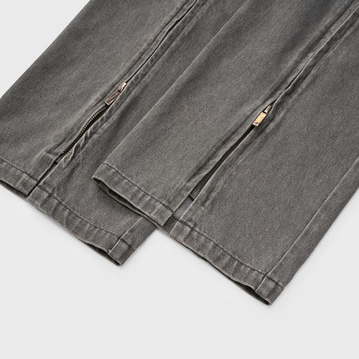 lost in echo2025春夏新款时尚裤腿拉链分割直筒休闲修身牛仔裤女 商品图3