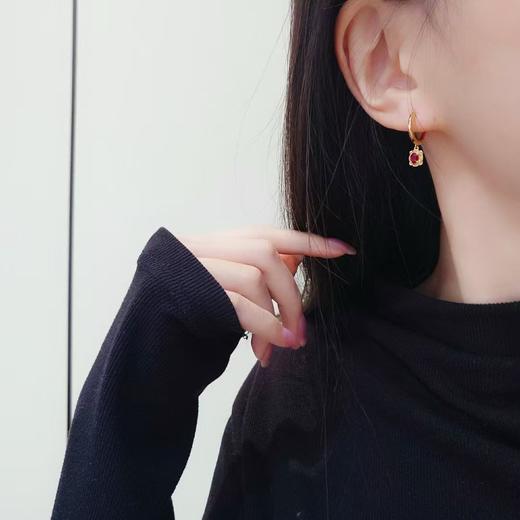 0.65ct刻面红宝石耳坠 商品图3