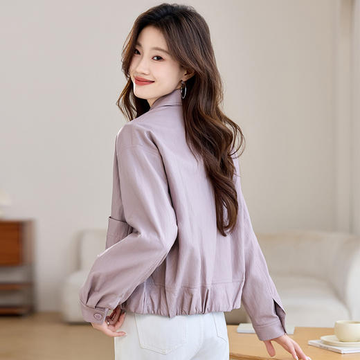 时尚百搭修身PU皮衣，短外套女小个子休闲夹克上衣HR-MJF5801 商品图1