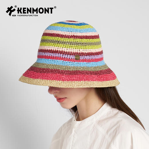 卡蒙多巴胺彩虹帽草编渔夫帽夏季可折叠沙滩防晒帽KM-6224 商品图0