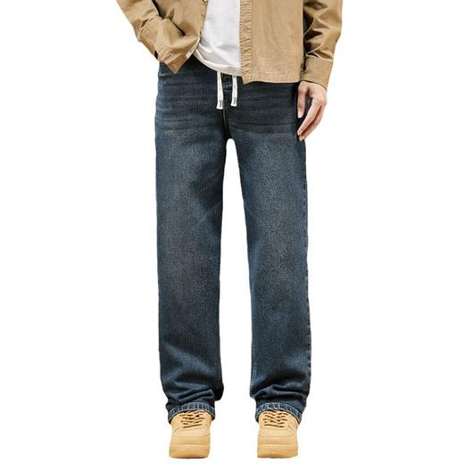 【DYG】大依优型大码男装重工阔脚牛仔裤男宽松刺绣松紧腰运动牛仔长裤男装 商品图4