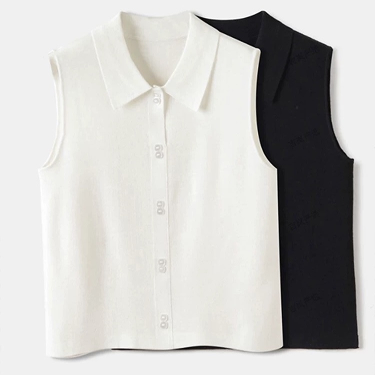 S·Y·C【百搭神器升级版】山羊绒时尚POLO领无袖打底衫叠穿背心马甲R25008