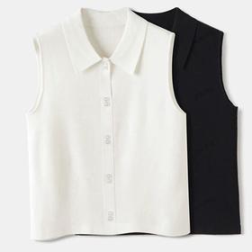 S·Y·C【百搭神器升级版】山羊绒时尚POLO领无袖打底衫叠穿背心马甲R25008