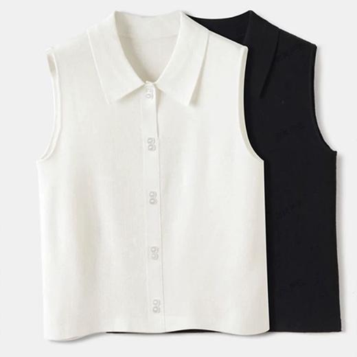 S·Y·C【百搭神器升级版】山羊绒时尚POLO领无袖打底衫叠穿背心马甲R25008 商品图0
