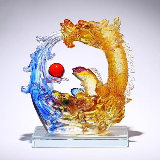 【样品特惠3折，仅1个】福缘琉璃-新中式家居客厅装饰摆件新婚结婚礼品 喜结良缘摆件/福缘琉璃鱼跃龙门摆件 商品图1