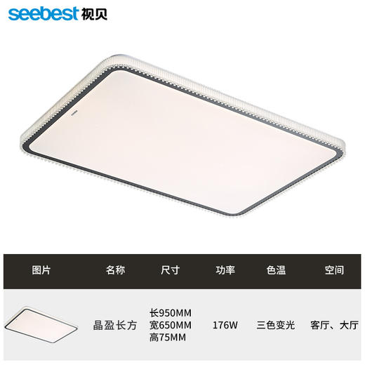 晶盈系列-客卧灯(长方/正方) 商品图5