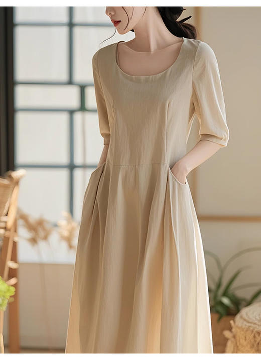 裁缝学苑AQ427显瘦设计感小众U领长款连衣裙纸样女装裙子样板图 商品图4