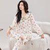 【花瓣小V领系列睡衣！清新大气绵绸套装】春夏新款睡衣女士长袖长裤40支全人棉绸套装花瓣V领品质家居服。ry 商品缩略图8