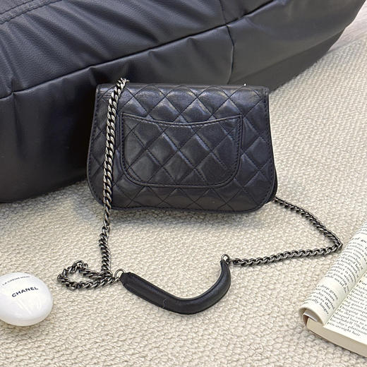 正品二手 chanel cf 方胖子 季节款 黑银 牛皮 斜挎包 商品图3