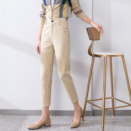 丁摩 新款牛仔裤女裤春秋宽松直筒米白色九分老爹秋装哈伦裤5ZF-6113 商品图6
