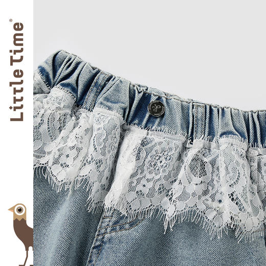 Little time女童牛仔裤2025春季新款中大童宽松直筒阔腿长裤儿童 商品图1