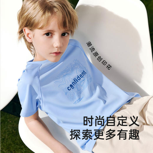 英氏儿童T恤夏季短袖透气男女童T恤中大童基础款百搭短袖上衣新款 商品图2